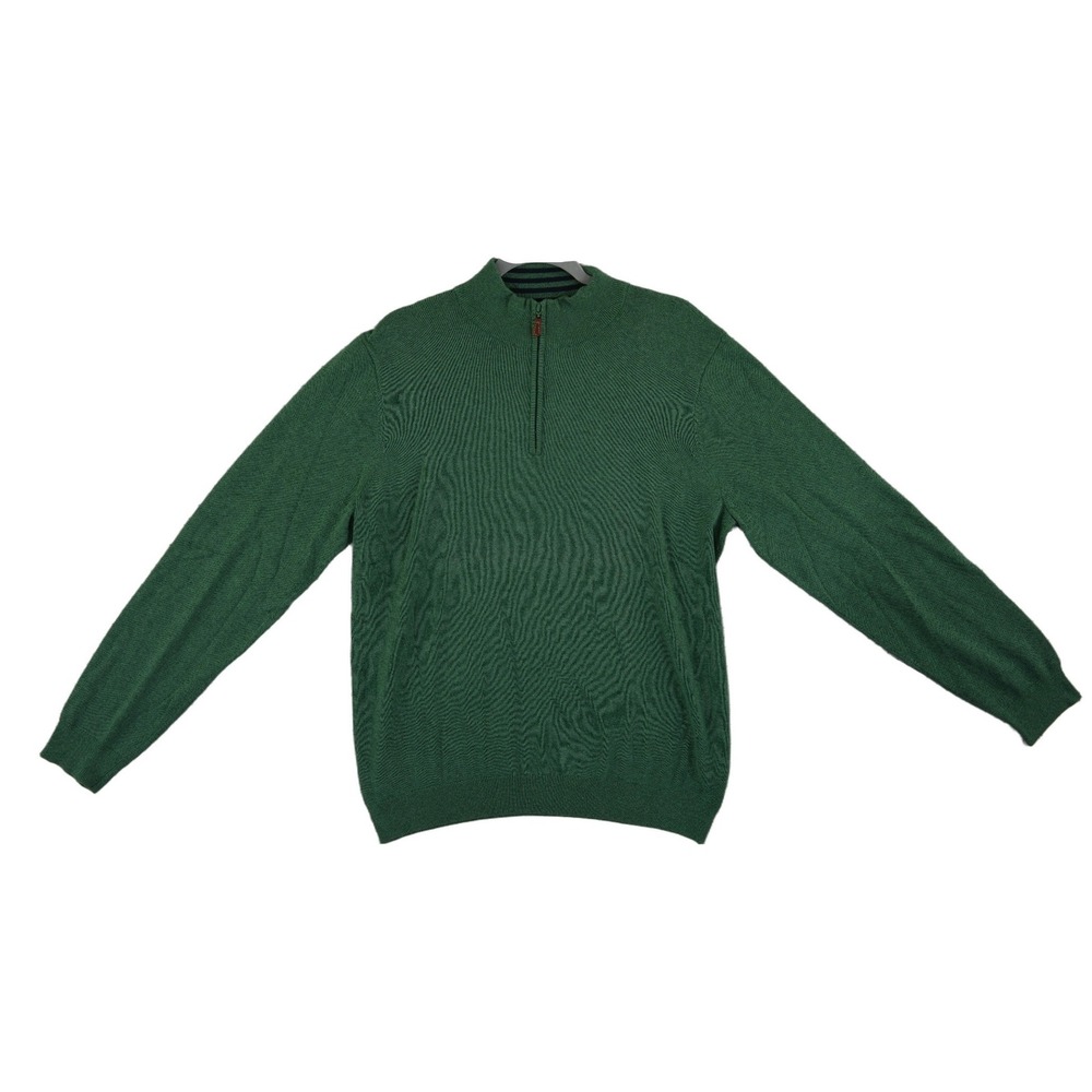 J.McLaughlin Sweater Men's Size Large Green Cotton Modal Quarter Zip